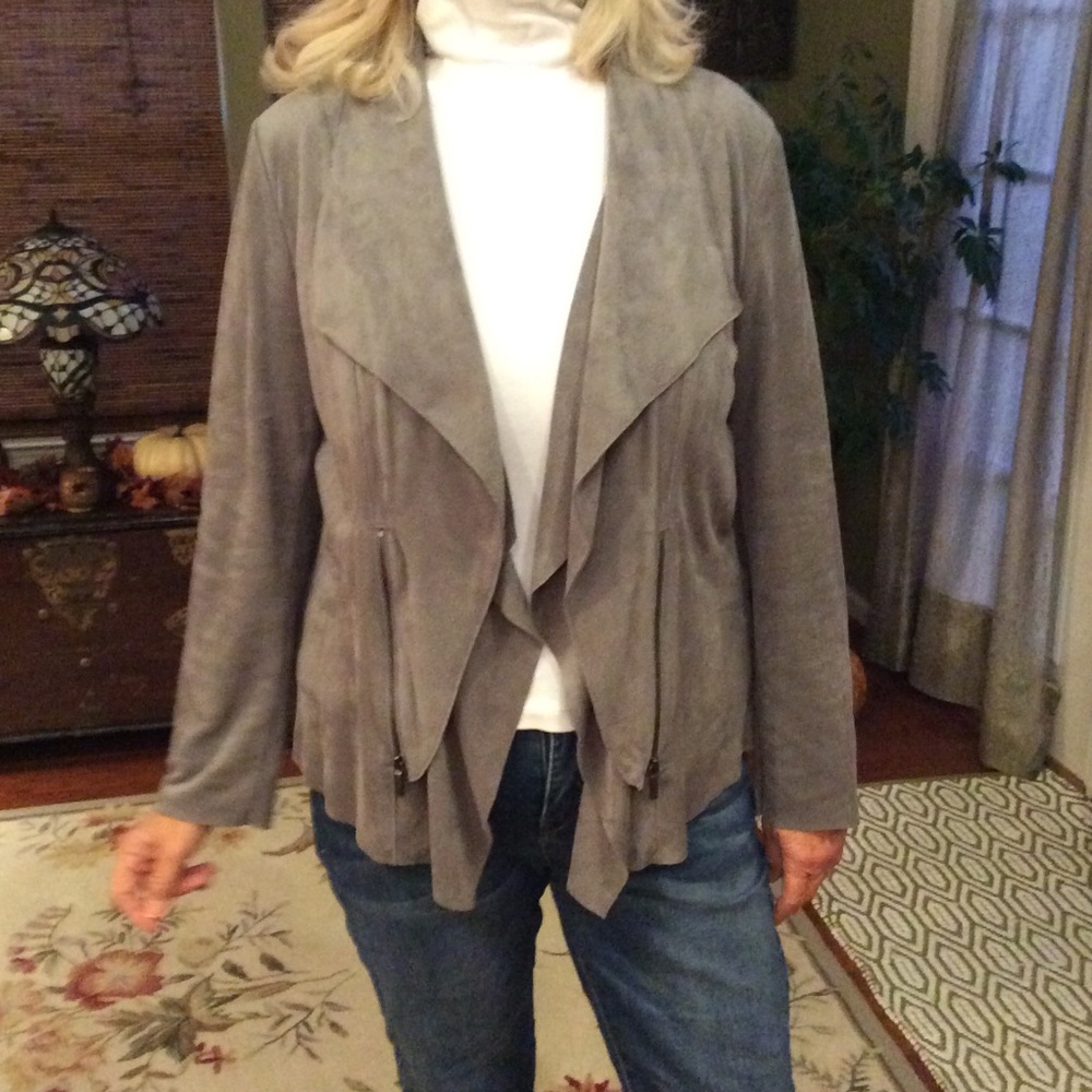 NWOT Alfani Faux Suede Gray Moto Jacket Sz XL